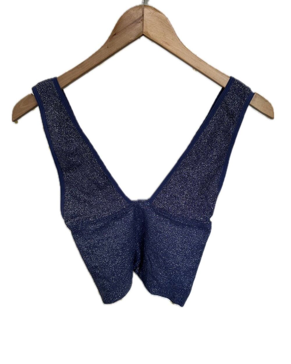 BDG Urban Outfitters Shimmer Plunge V-Neck Ribbed Cropped Tank Top XS-S
